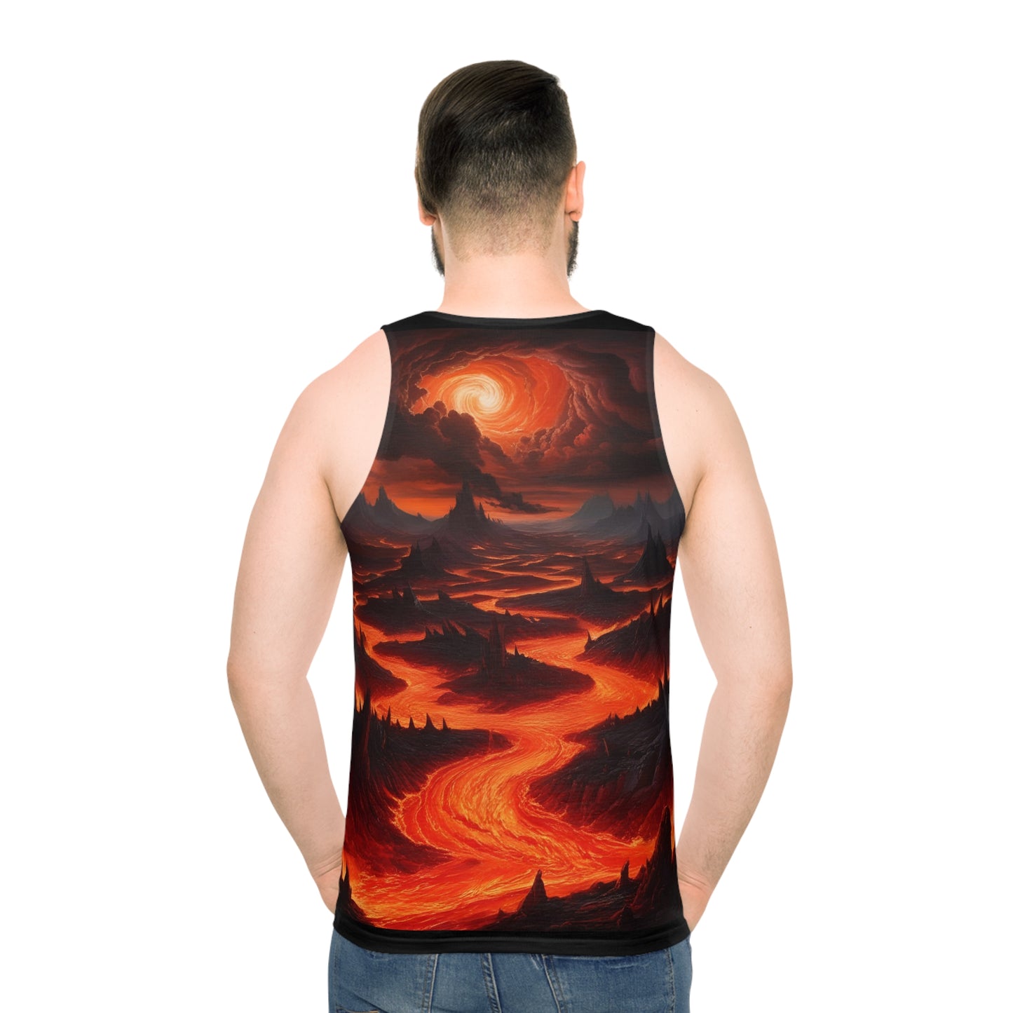 Vibrant Lava Landscape Unisex Tank Top | Summer Wear, Festival Outfits, Artistic Apparel, Unique Gifts, Outdoor Activities