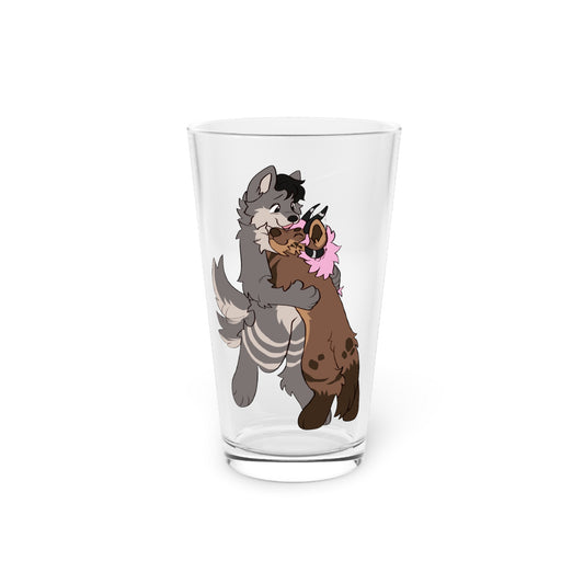 Cute Furry Hug Pint Glass — 16oz Kawaii Anthropomorphic Animal Design