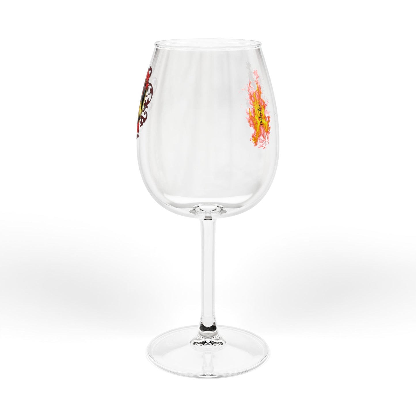 12oz Decorative Wine Glass with Heraldic Crest Design