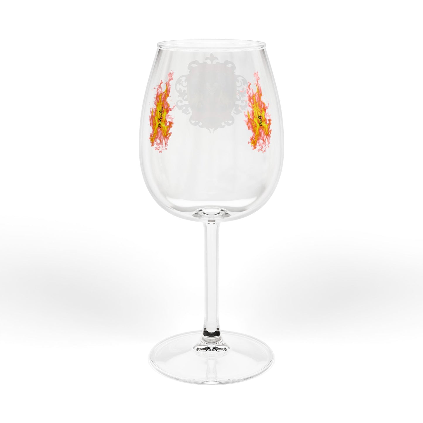 12oz Decorative Wine Glass with Heraldic Crest Design
