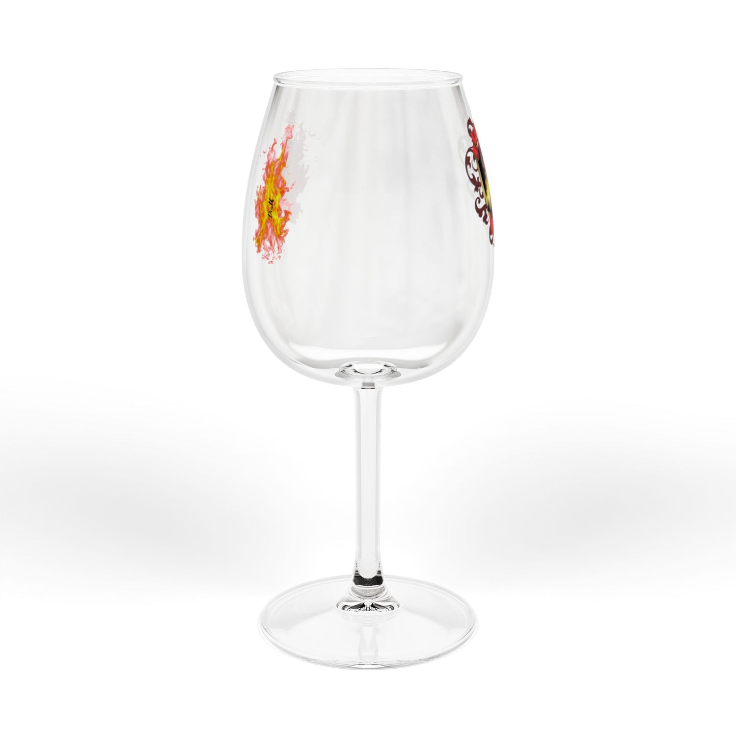 12oz Decorative Wine Glass with Heraldic Crest Design